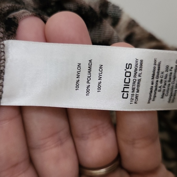 Chicos Leopard print sheer Top Tunic waterfall hem Career Contemporary - Picture 11 of 12